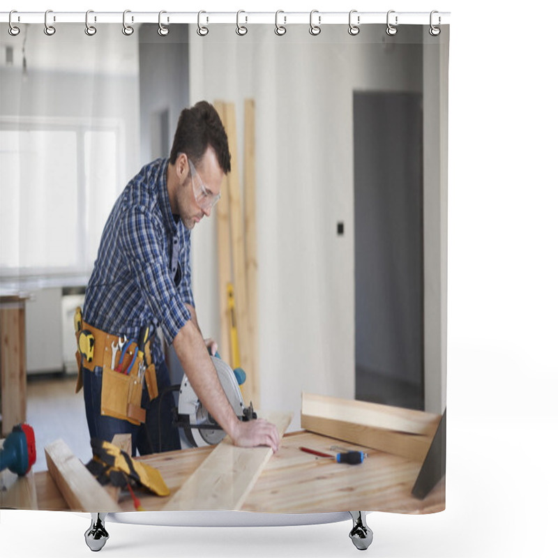 Personality  Young Handsome Carpenter Shower Curtains