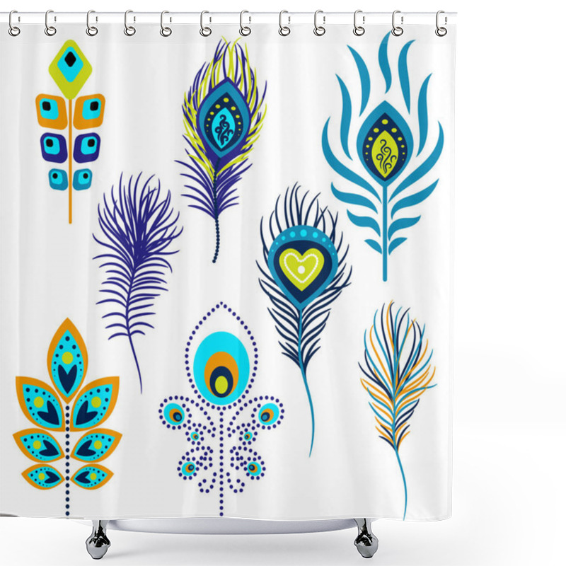 Personality  Peacock Feathers Vector Illustration Clipart. Shower Curtains