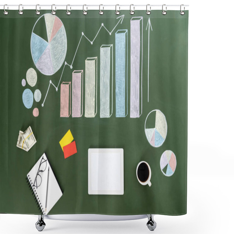 Personality  Digital Tablet And Business Charts   Shower Curtains