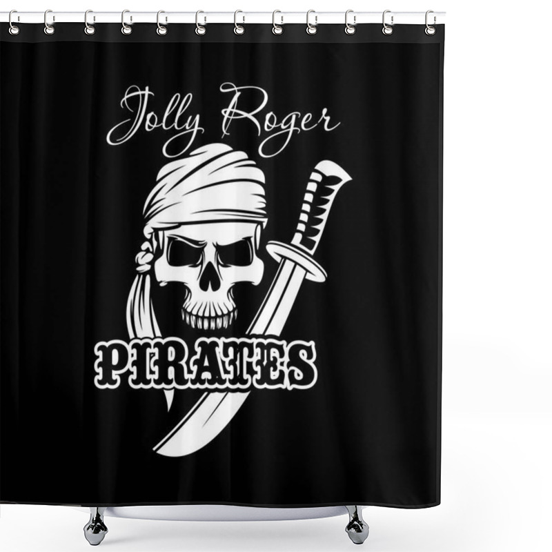 Personality  Pirate Skull With Sword. Jolly Roger Flag Design Shower Curtains