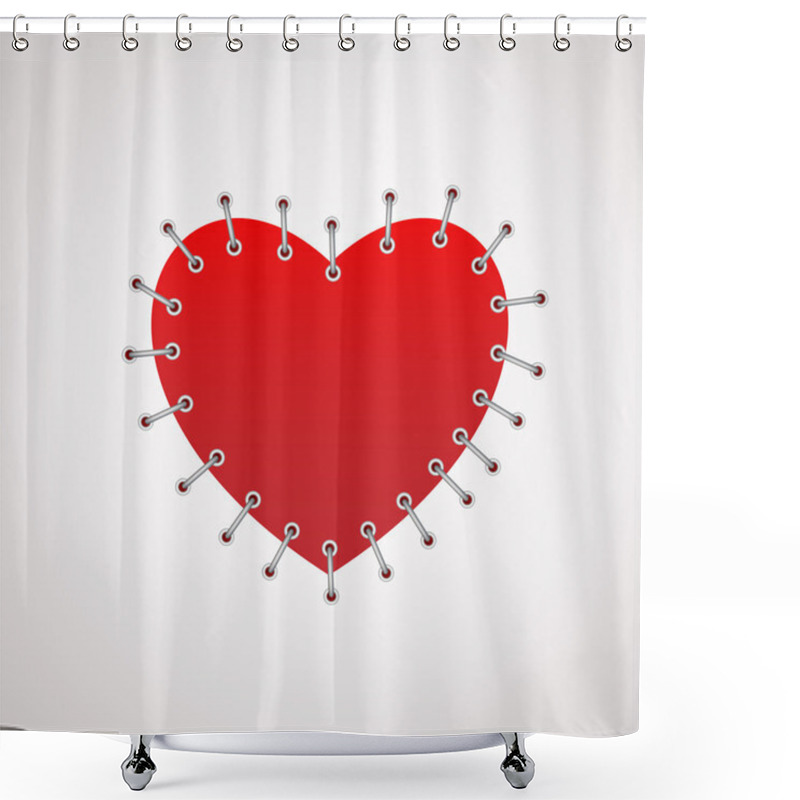 Personality  Vector Illustration Of A Heart With Seam. Shower Curtains