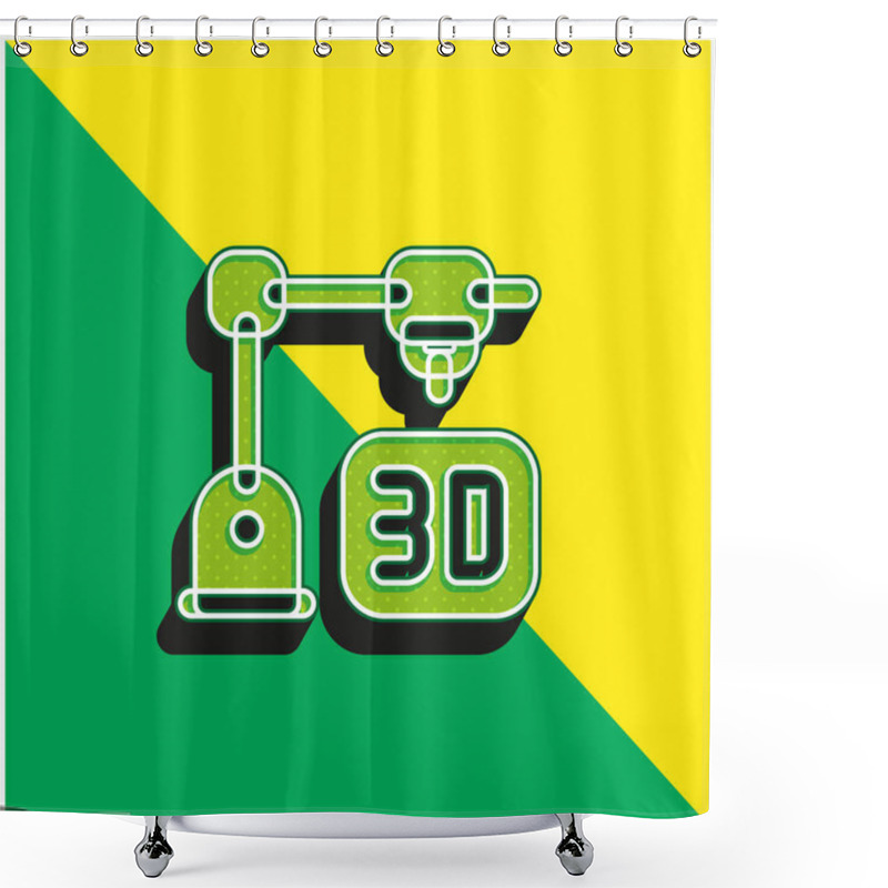 Personality  3d Printing Green And Yellow Modern 3d Vector Icon Logo Shower Curtains