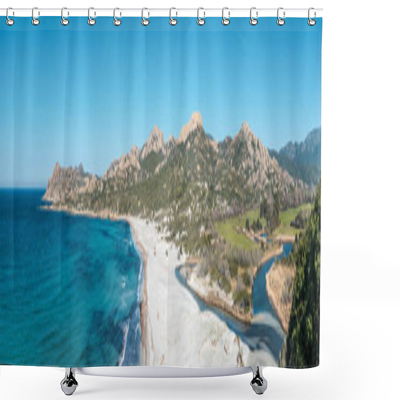 Personality  Panoramic View Of Ostriconi Beach In Balagne Region Of Corsica Shower Curtains