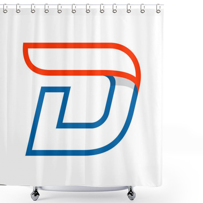 Personality  Letter D Logo With Red Wing. Shower Curtains