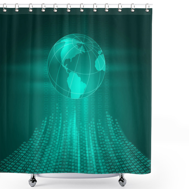 Personality  Stream Of Binary Code To The Earth (terrestrial Globe) Shower Curtains