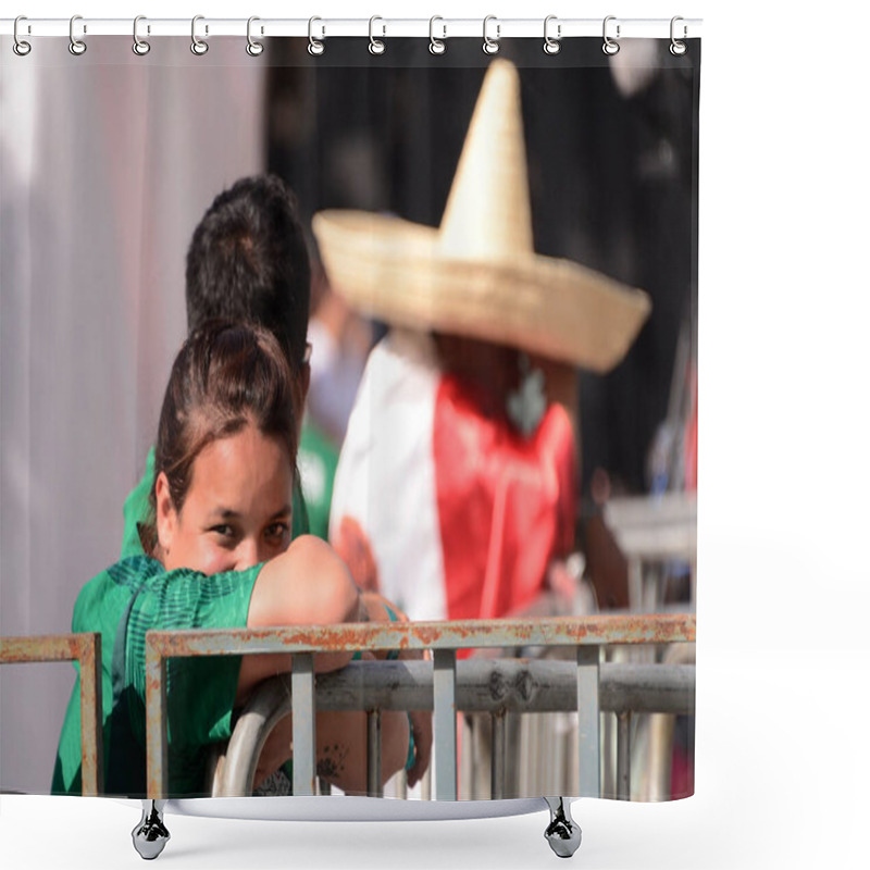 Personality  November 26, 2022, Mexico City, Mexico: Mexicans Fans Attend The FIFA Fan Fest At The Monument Of The Revolution To Support The Mexico's Team On Match Against Argentina During The FIFA World Cup Qatar 2022 Shower Curtains