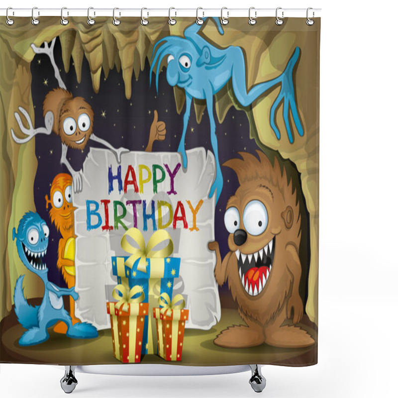 Personality  Happy Birthday Illustration. Shower Curtains