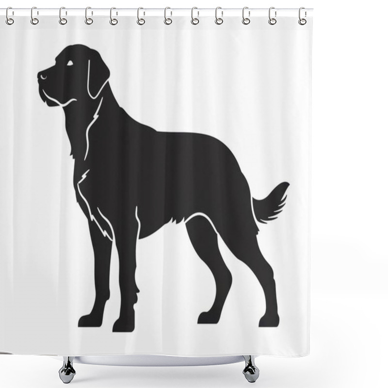 Personality  Silhouette Of A Standing Black Labrador Retriever Against A Plain Background. Shower Curtains