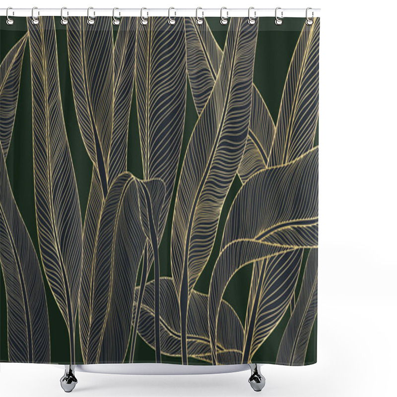 Personality  Tropical Leaves Illustration .Hand Drawn Vector Background Shower Curtains