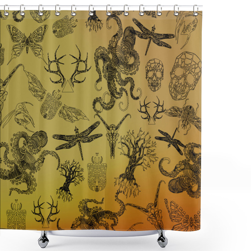 Personality  Abstract  Gothic Thin Line Shower Curtains