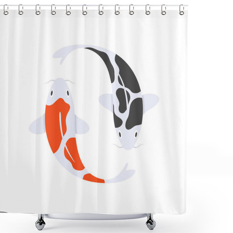 Personality  Vector Flat Style Illustration Of Japanese Koi Fish. Shower Curtains