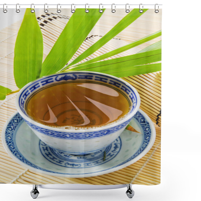 Personality  Green Tea In Bowl  Shower Curtains