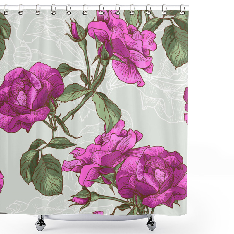 Personality  Beautiful Seamless Rose Background Shower Curtains