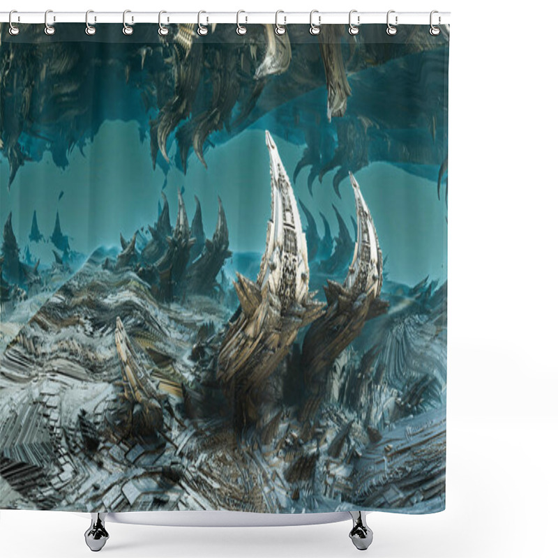 Personality  Fractal Deep Sea. Abstract Computer Generated Fractal Design. 3D Illustration Of A Beautiful Deep Sea Shower Curtains