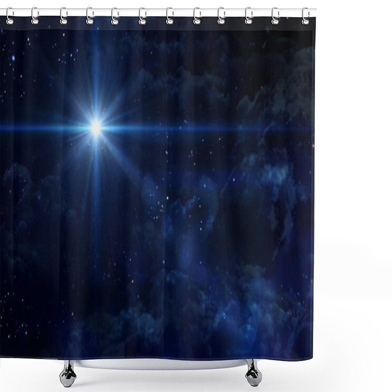 Personality  Starry Night Blue Star Cross Planet Shower Curtains