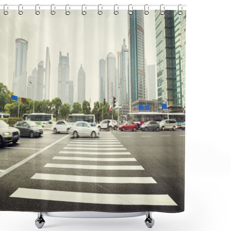 Personality  Street  In Shanghai Lujiazui,China Shower Curtains