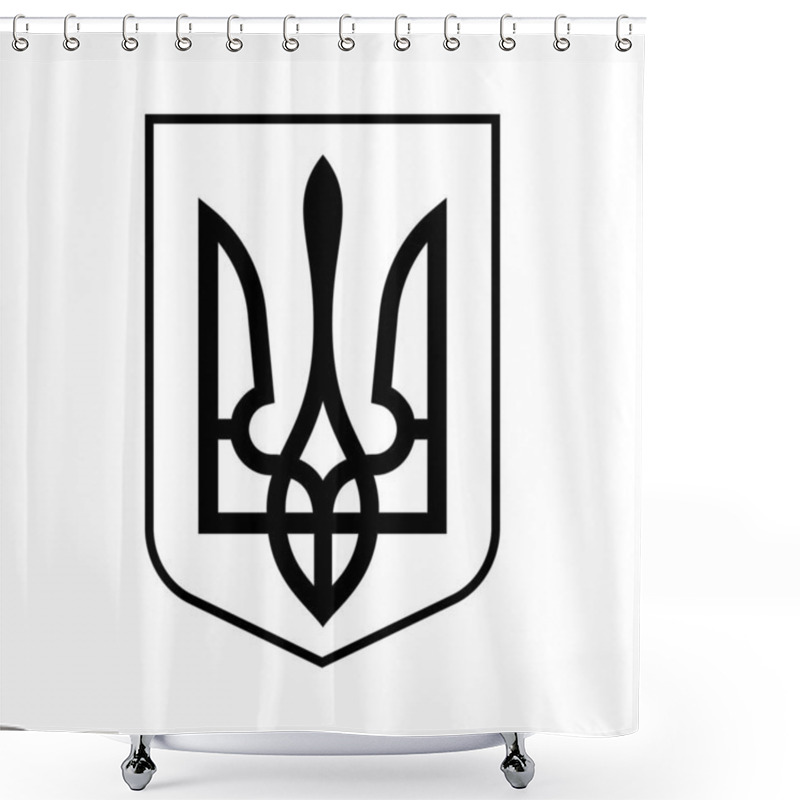 Personality  Coat Of Arms Of Ukraine. State Emblem. National Ukrainian Symbol. Trident Icon. Vector Illustration. Shower Curtains