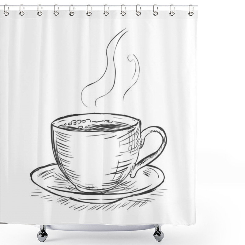 Personality  Vector Sketch Illustration - Cup Of Coffee Shower Curtains