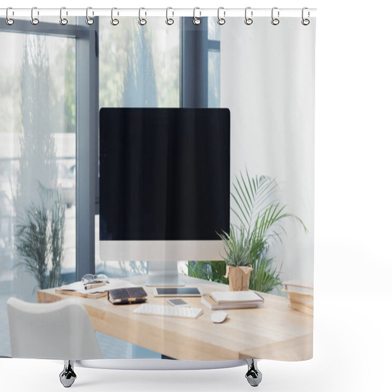 Personality  Blank Computer Screen Shower Curtains