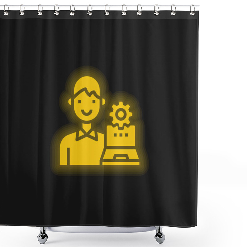 Personality  Admin Yellow Glowing Neon Icon Shower Curtains