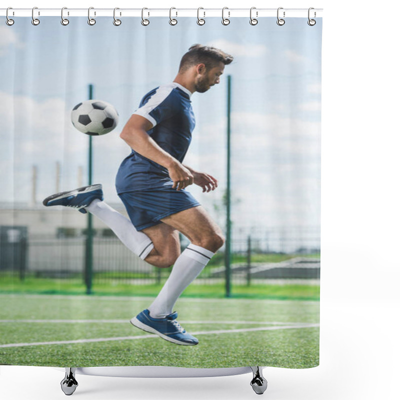 Personality  Soccer Player With Ball Shower Curtains