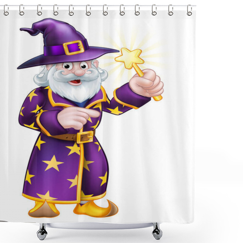 Personality  Cartoon Pointing Wizard Shower Curtains