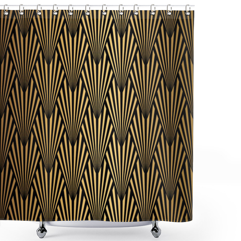 Personality  Art Deco Pattern. Seamless Black And Gold Background Shower Curtains