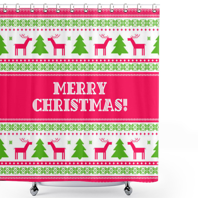 Personality  Christmas Card Template With Traditional Motifs Shower Curtains