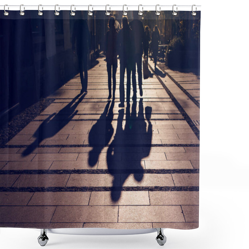 Personality  Silhouettes Of People Walking On City Street Shower Curtains