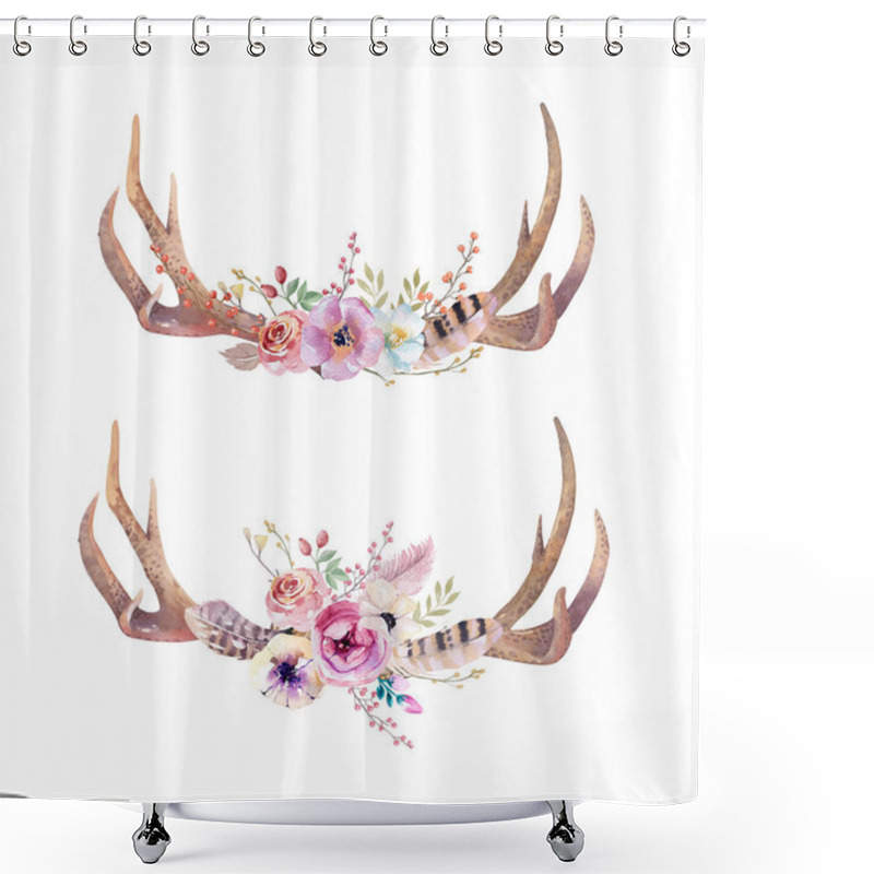 Personality   Bohemian Deer Horns Set Shower Curtains