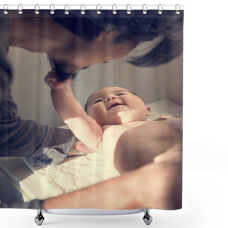 Personality  Father Taking Care Of Child Shower Curtains