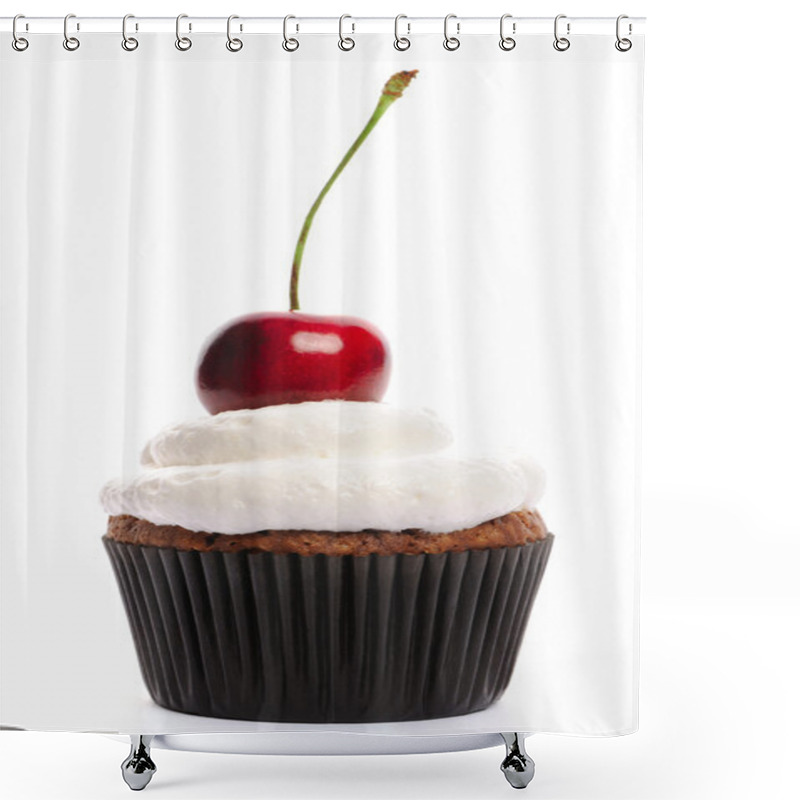 Personality  Cupcake With Whipped Cream And Cherry Shower Curtains