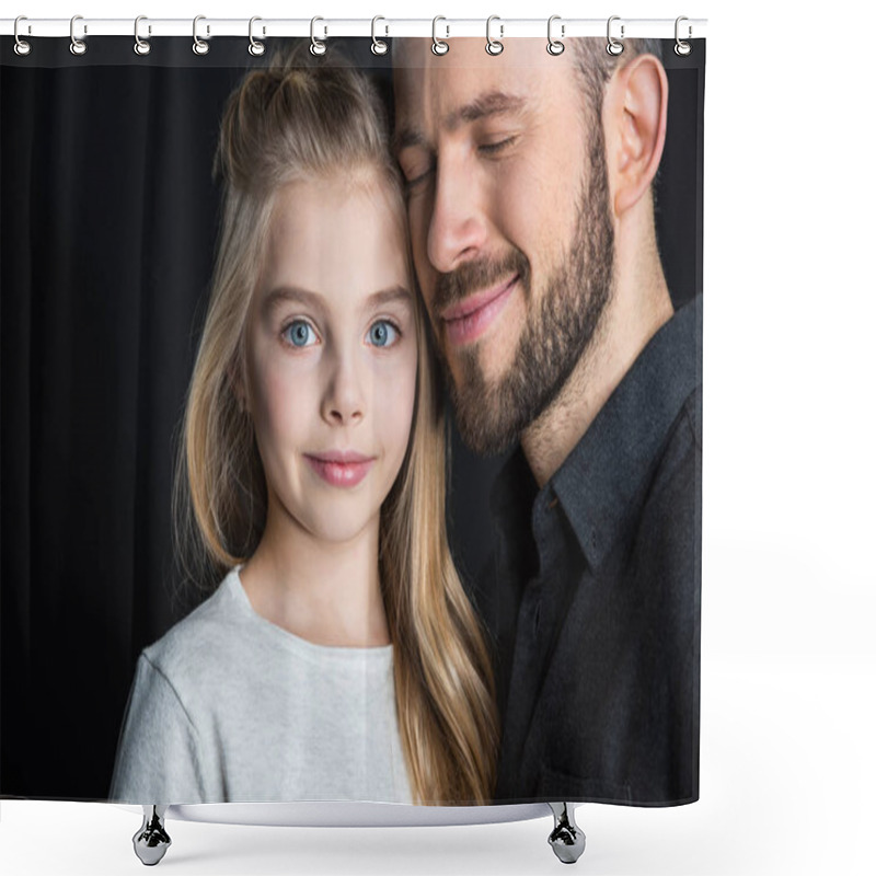 Personality  Little Girl With Her Father Shower Curtains