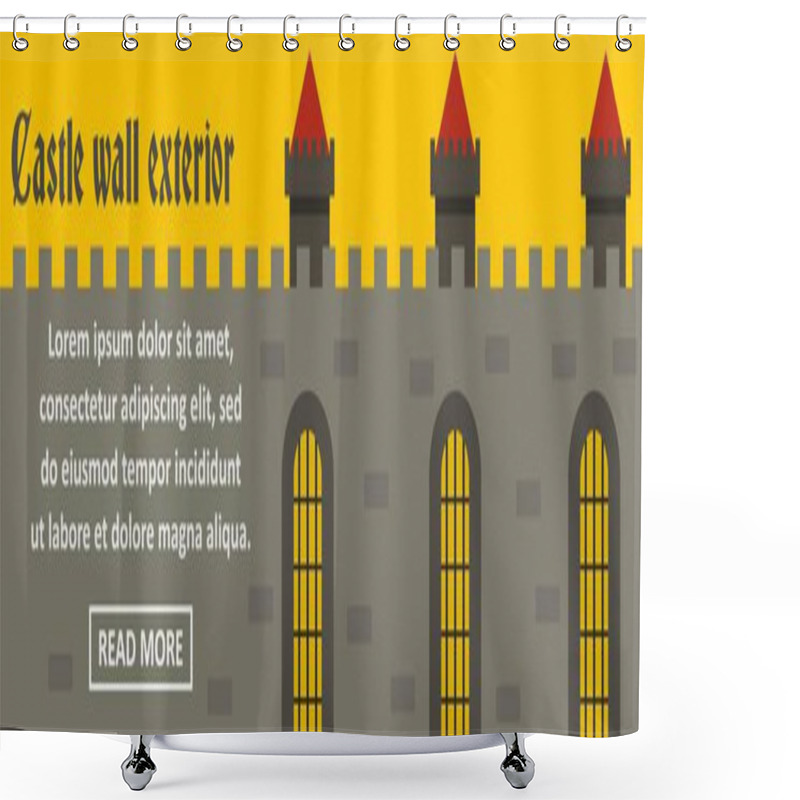 Personality  Castle Wall Exterior Banner Horizontal Concept Shower Curtains