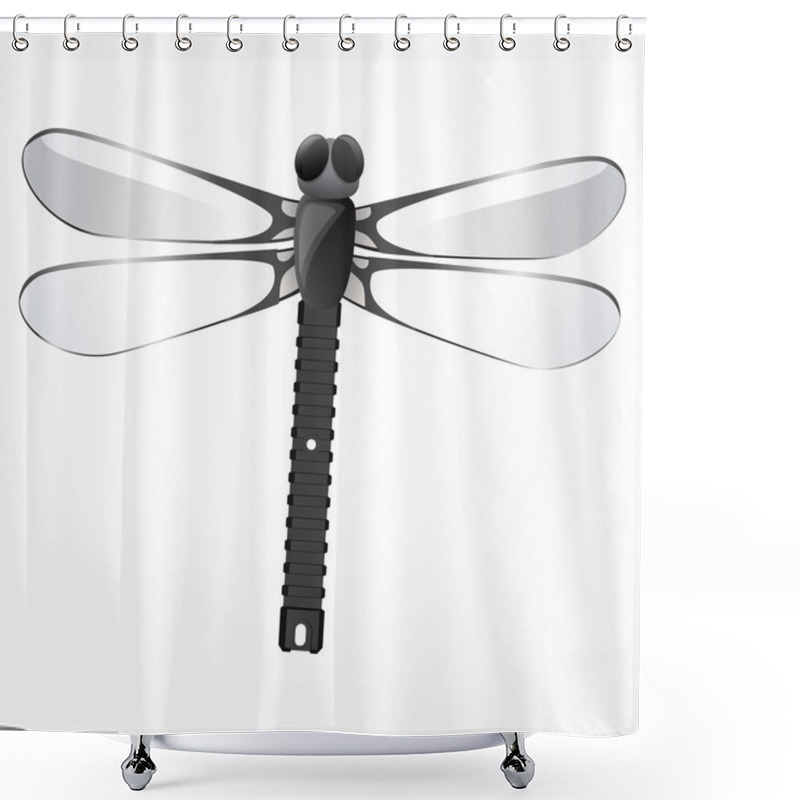 Personality  Vector Dragonfly White Bacground. Shower Curtains