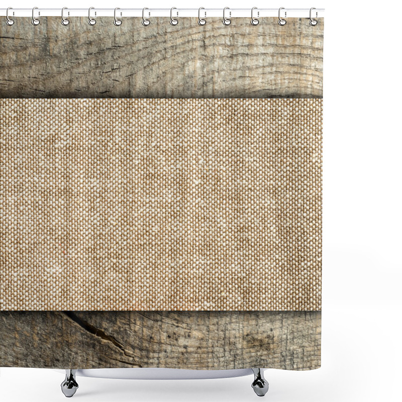 Personality  Burlap Texture On Wooden Table Shower Curtains