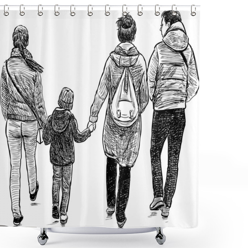 Personality   Family On A Walk Shower Curtains