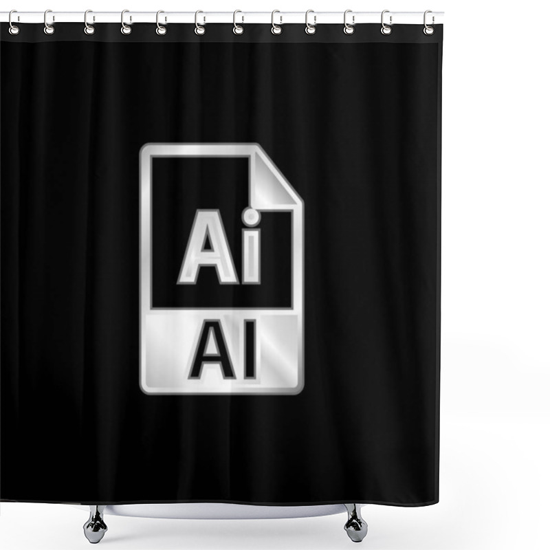 Personality  AI File Format Symbol Silver Plated Metallic Icon Shower Curtains