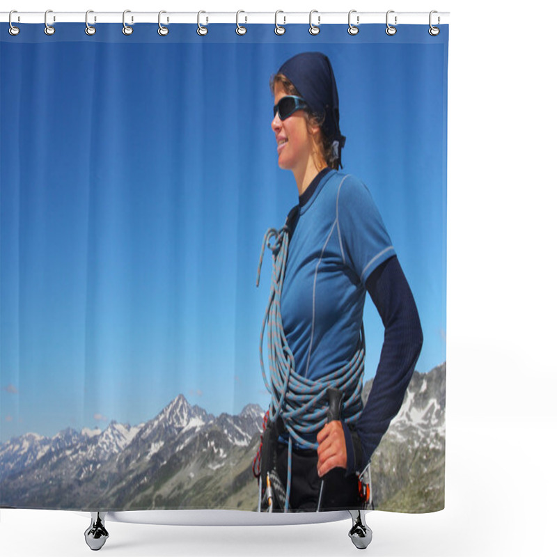 Personality  Young Woman Mountain Climber Shower Curtains