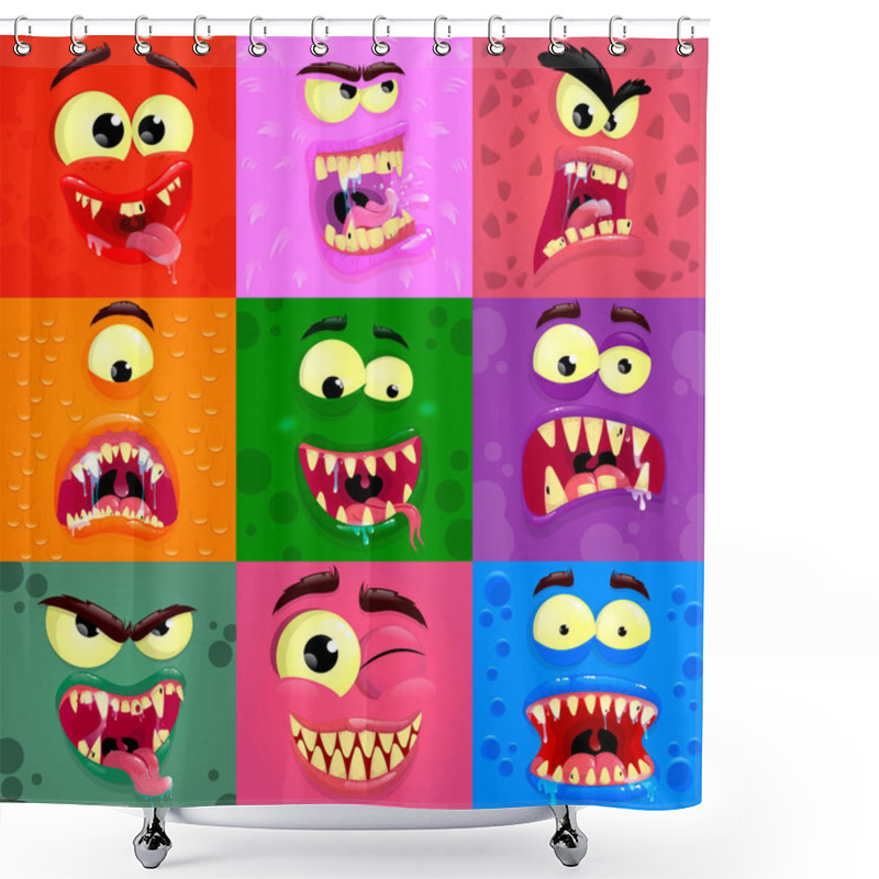 Personality  Cartoon Monster Faces Set Shower Curtains