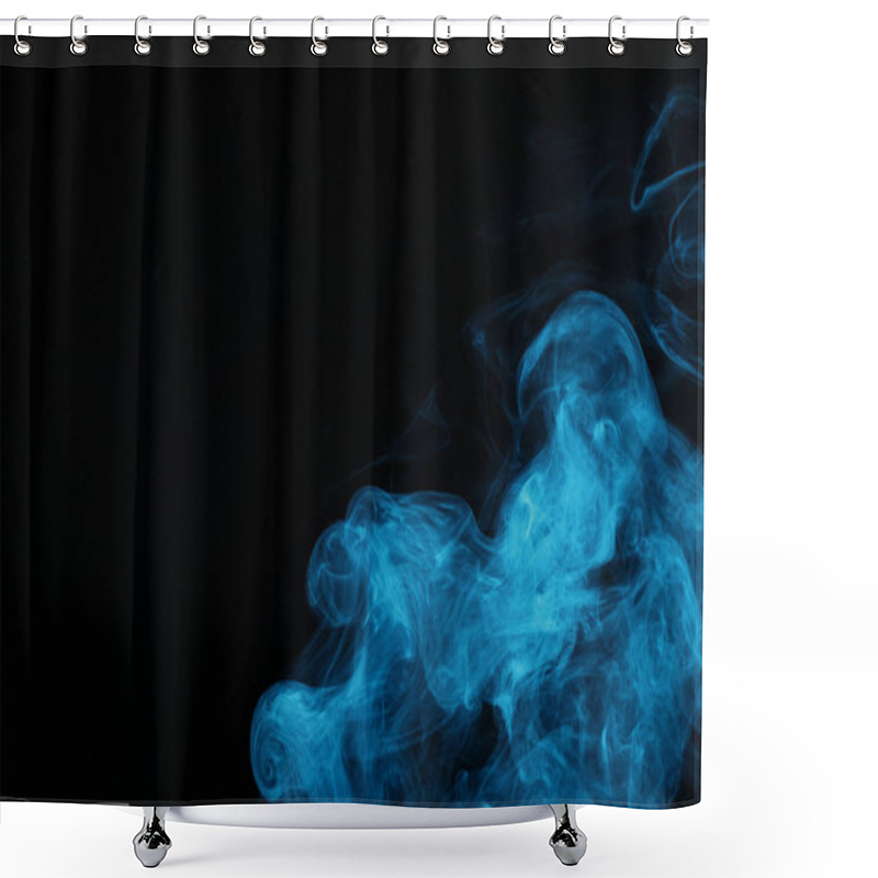 Personality  Blue Spiritual Smoke On Black Background With Copy Space Shower Curtains