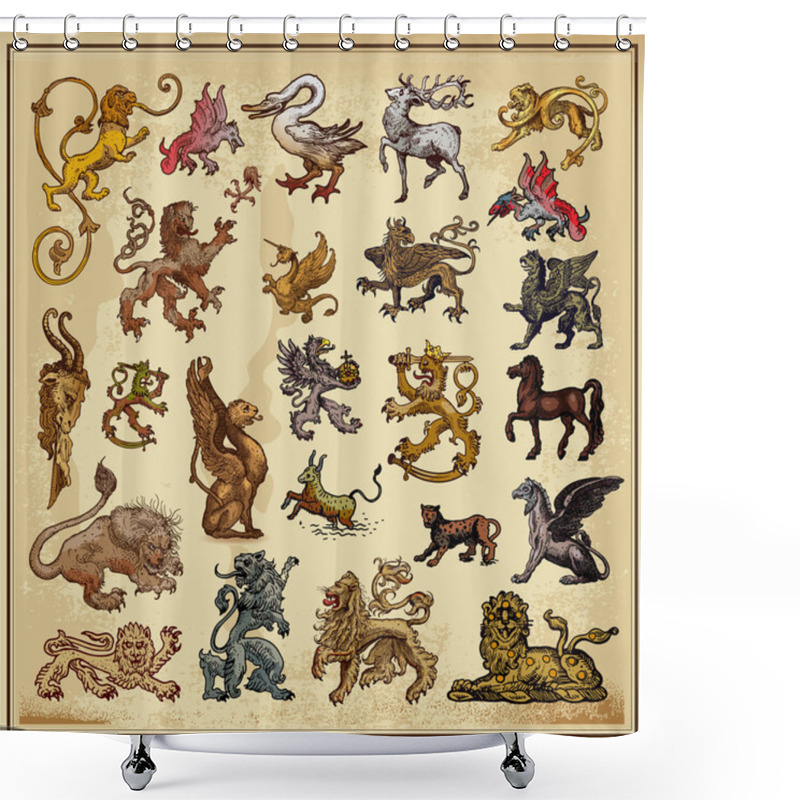 Personality  Heraldic Elements Beasts Shower Curtains