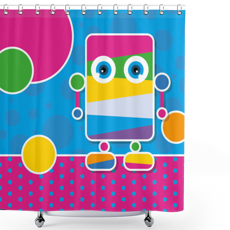 Personality  Cute Robot Greeting Card Shower Curtains