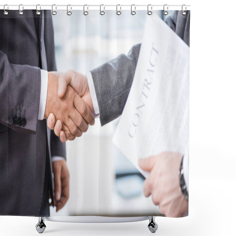 Personality  Businessmen Shaking Hands Shower Curtains