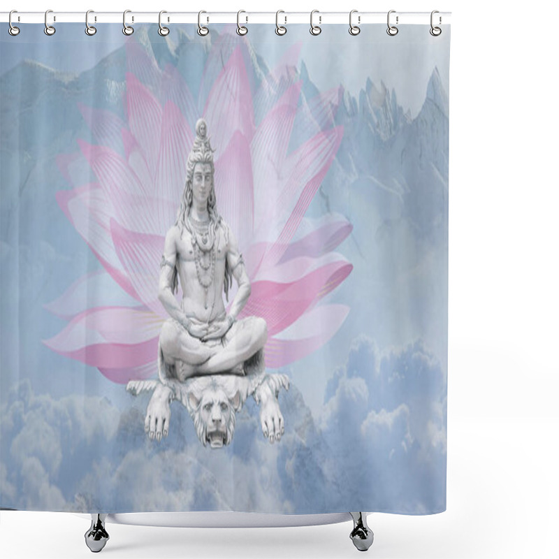 Personality   Lord Shiv With Clouds, God Mahadev  Illustration With Blue Clouds  Shower Curtains