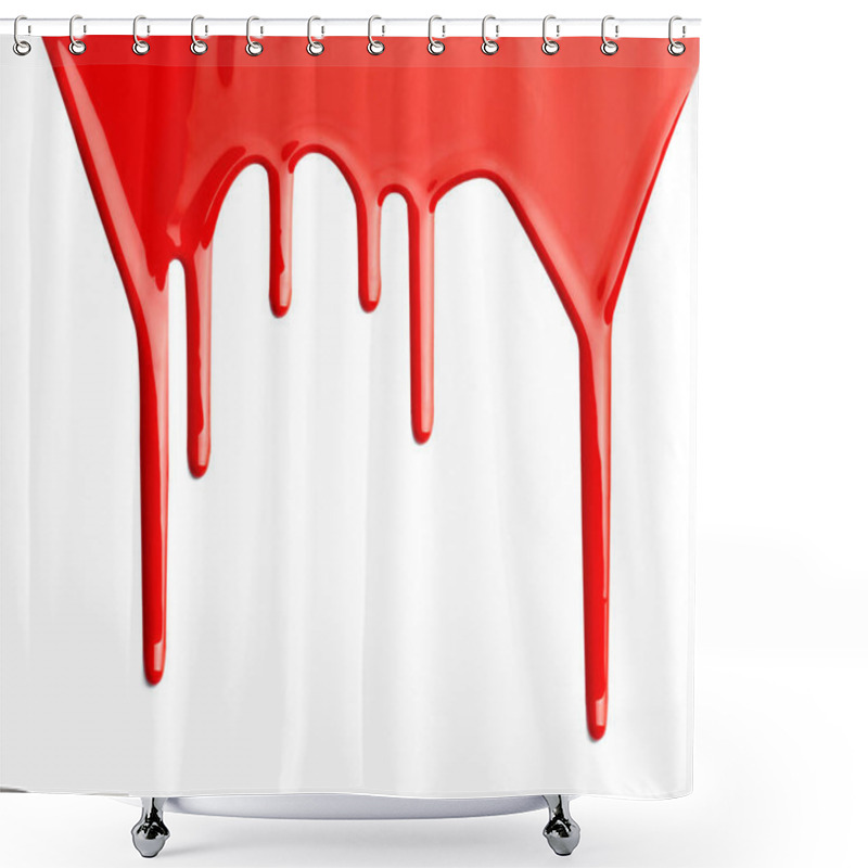 Personality  Close Up Of Paint Leaking Down White Background Shower Curtains