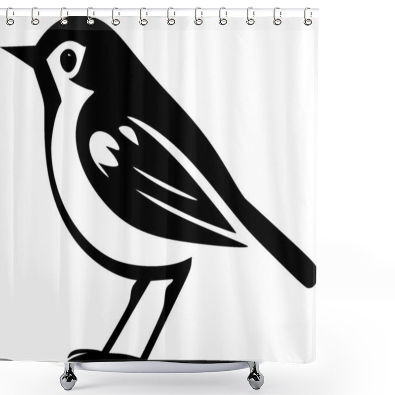 Personality  Birds - Black And White Vector Illustration Shower Curtains