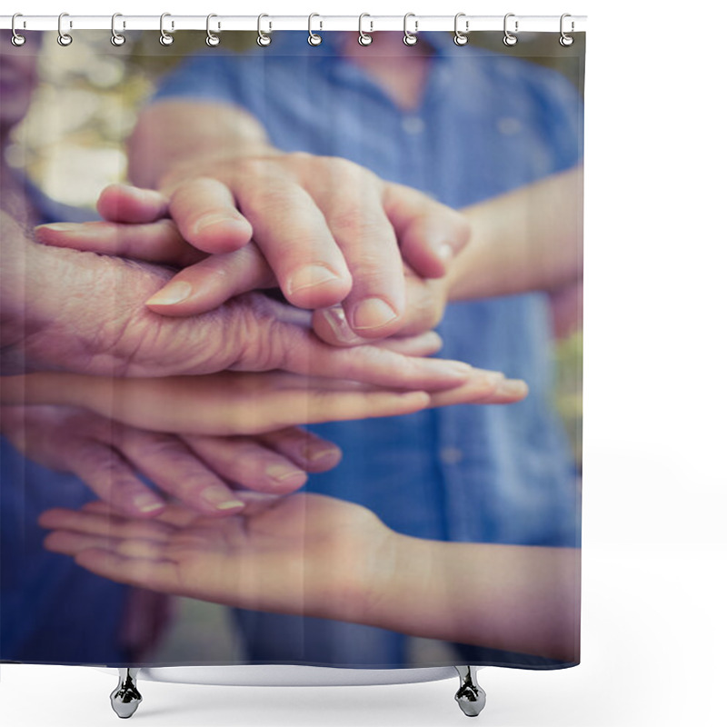 Personality  Family putting their hands together shower curtains