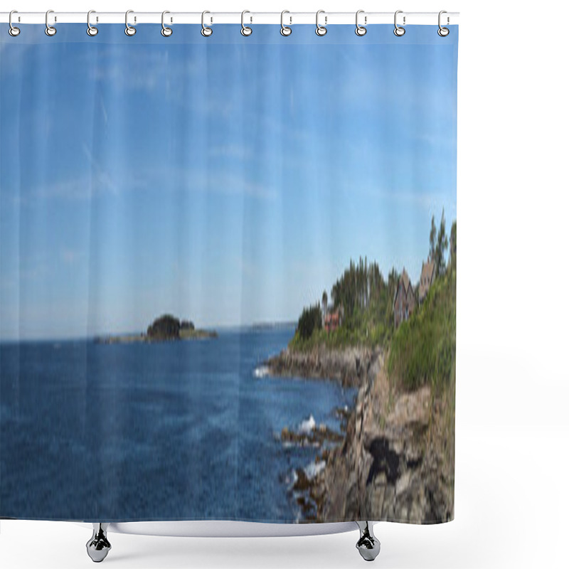 Personality  Panoramic Of Cape Elizabeth Coastline Shower Curtains