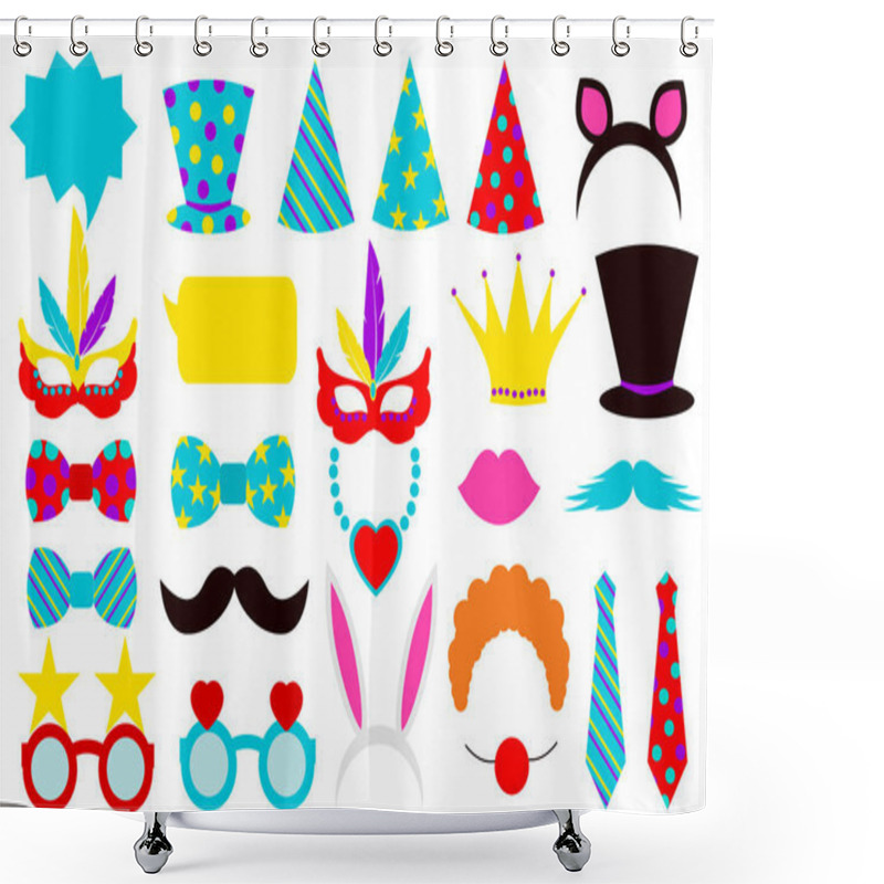 Personality  Photo Booth Props For Party Birthday . Vector Illustration Shower Curtains